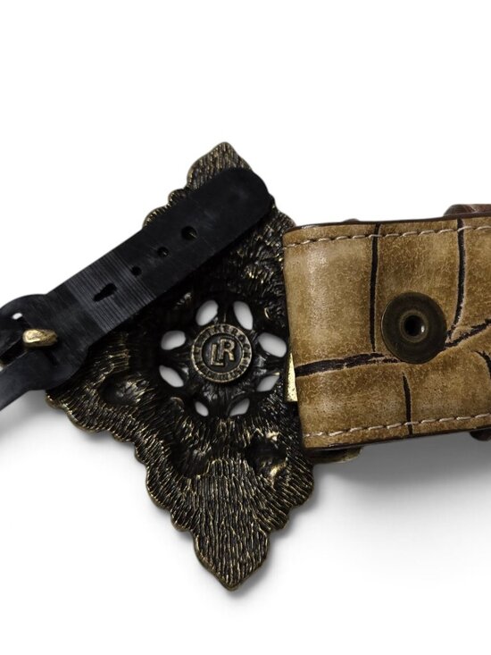 NWT Leatherock Croc Embossed Rhinestone Encrusted Diamond Shaped Buckle 34